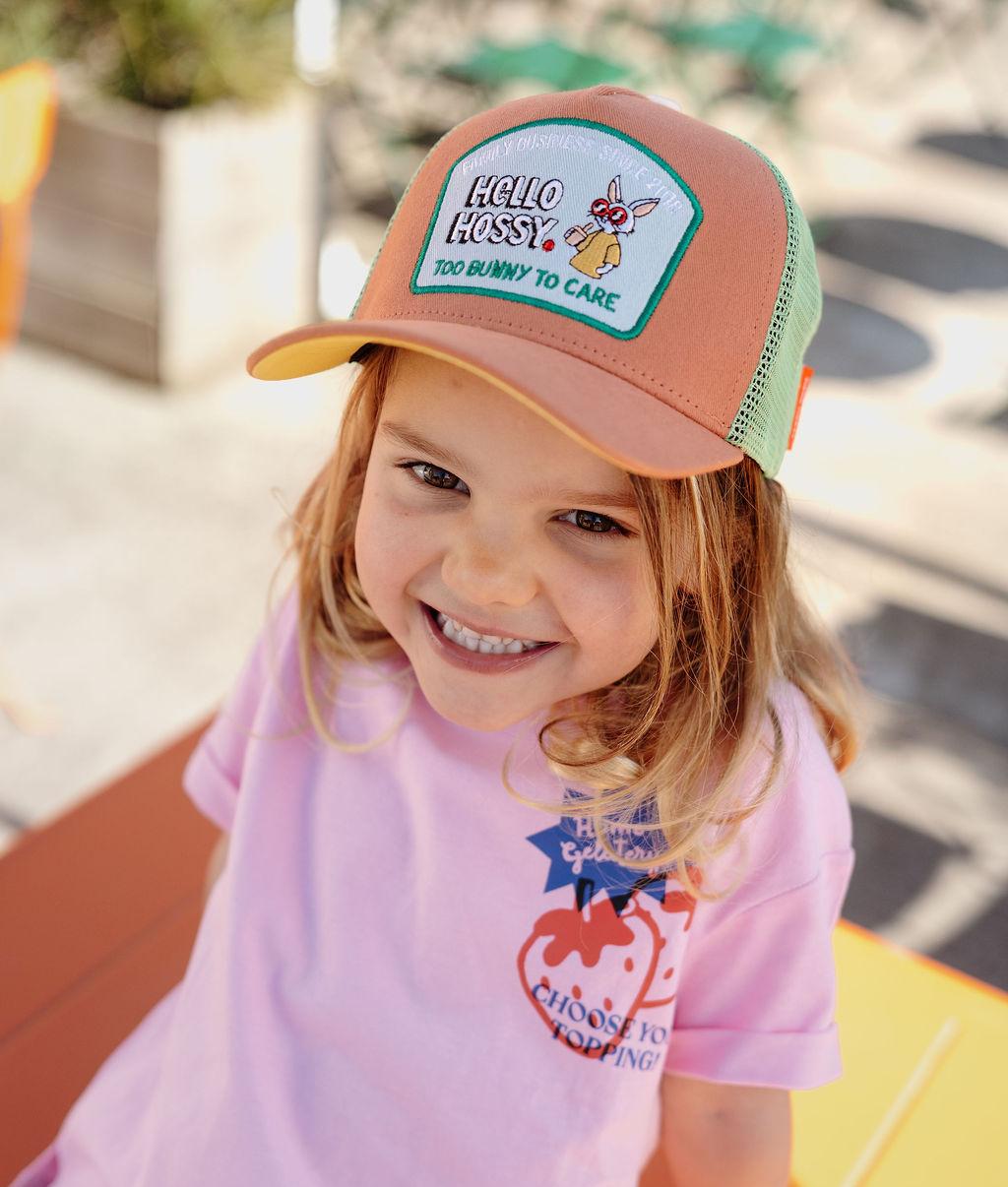 Pet voor kinderen bruin groen gebogen klep Patch konijn Hello Hossy
