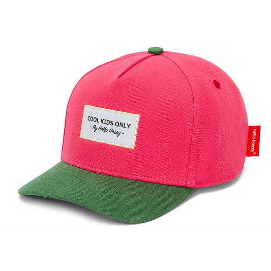 Casquette enfant rose visière verte non portée Hello Hossy