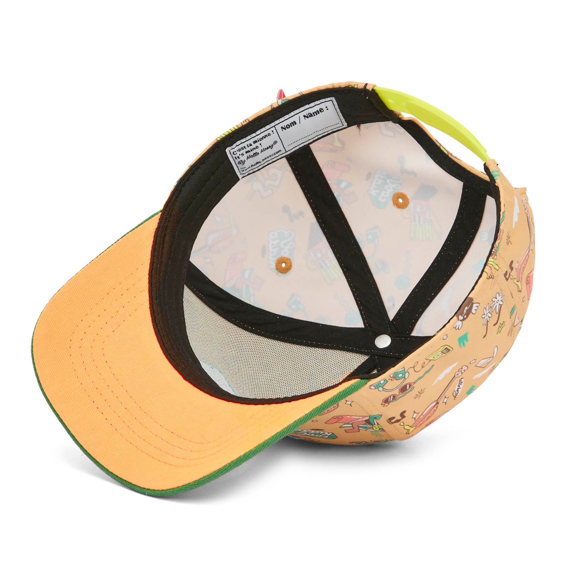 Kinderpet groen camel muziek prints gebogen vizier Hello Hossy