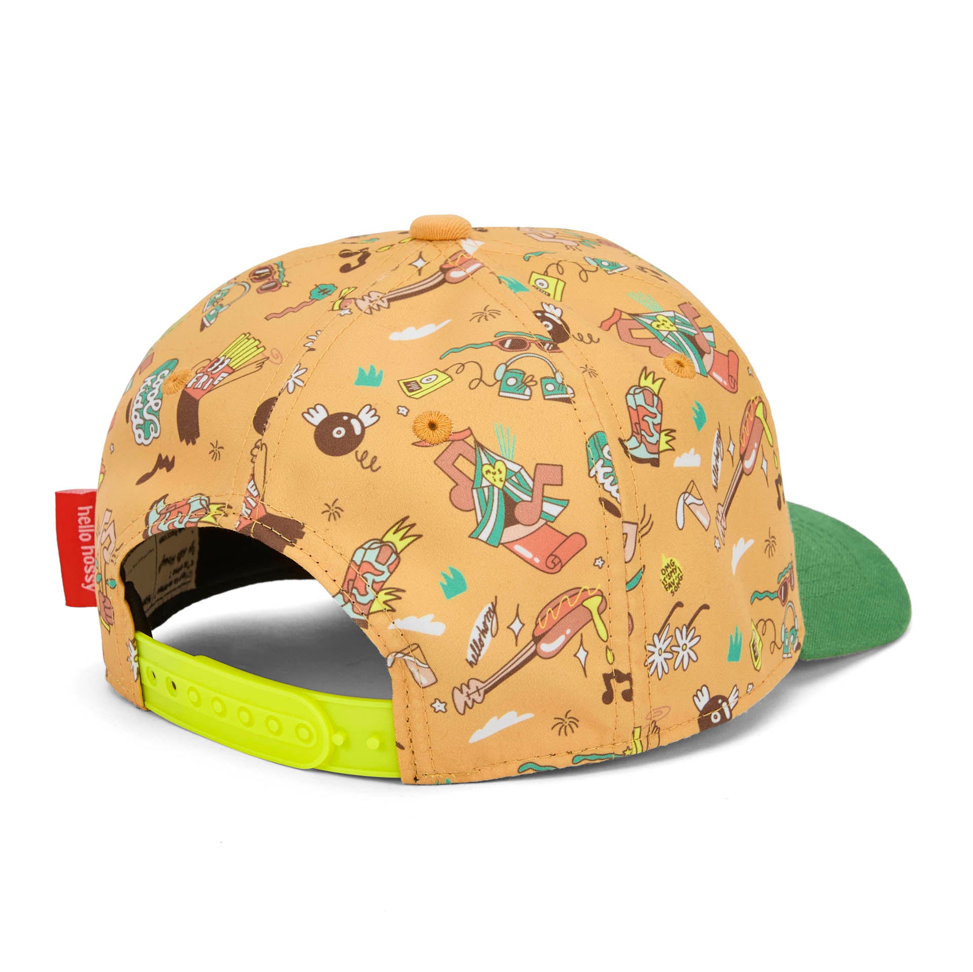 Kinderpet camel muziek prints Groene klep verstelbaar Hello Hossy