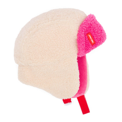 Ushanka kind wit fleece voering roze afneembare oorflappen Hello Hossy