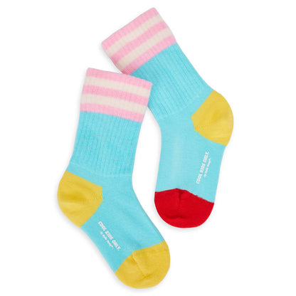 Chaussettes Enfants Mini Azur, coton biologique, accessoire coloré, cadeau enfant, dès 1 an, Cool Kids Only !