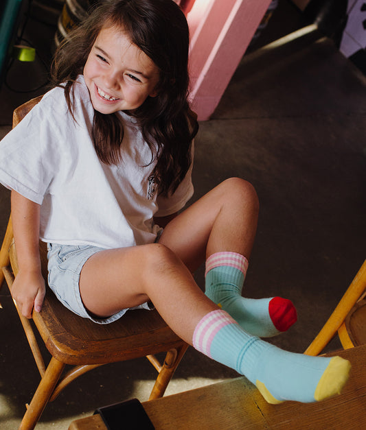 Chaussettes Enfants Mini Azur, coton biologique, accessoire coloré, cadeau enfant, dès 1 an, Cool Kids Only !