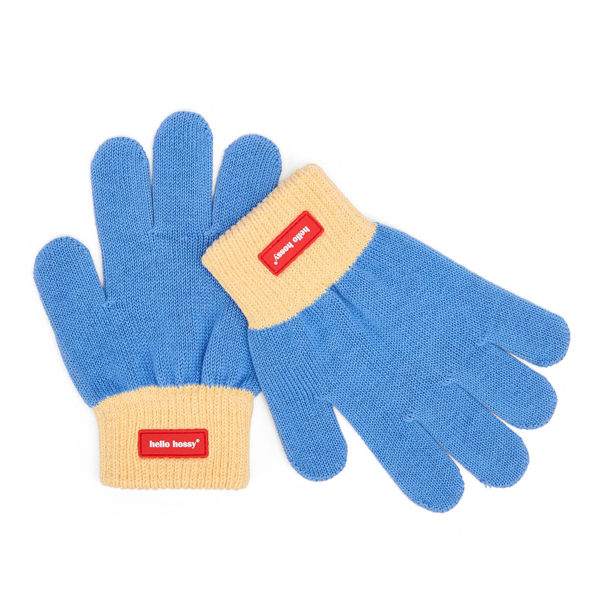 Handschoenen kind blauw Beige elastieken label Hello Hossy