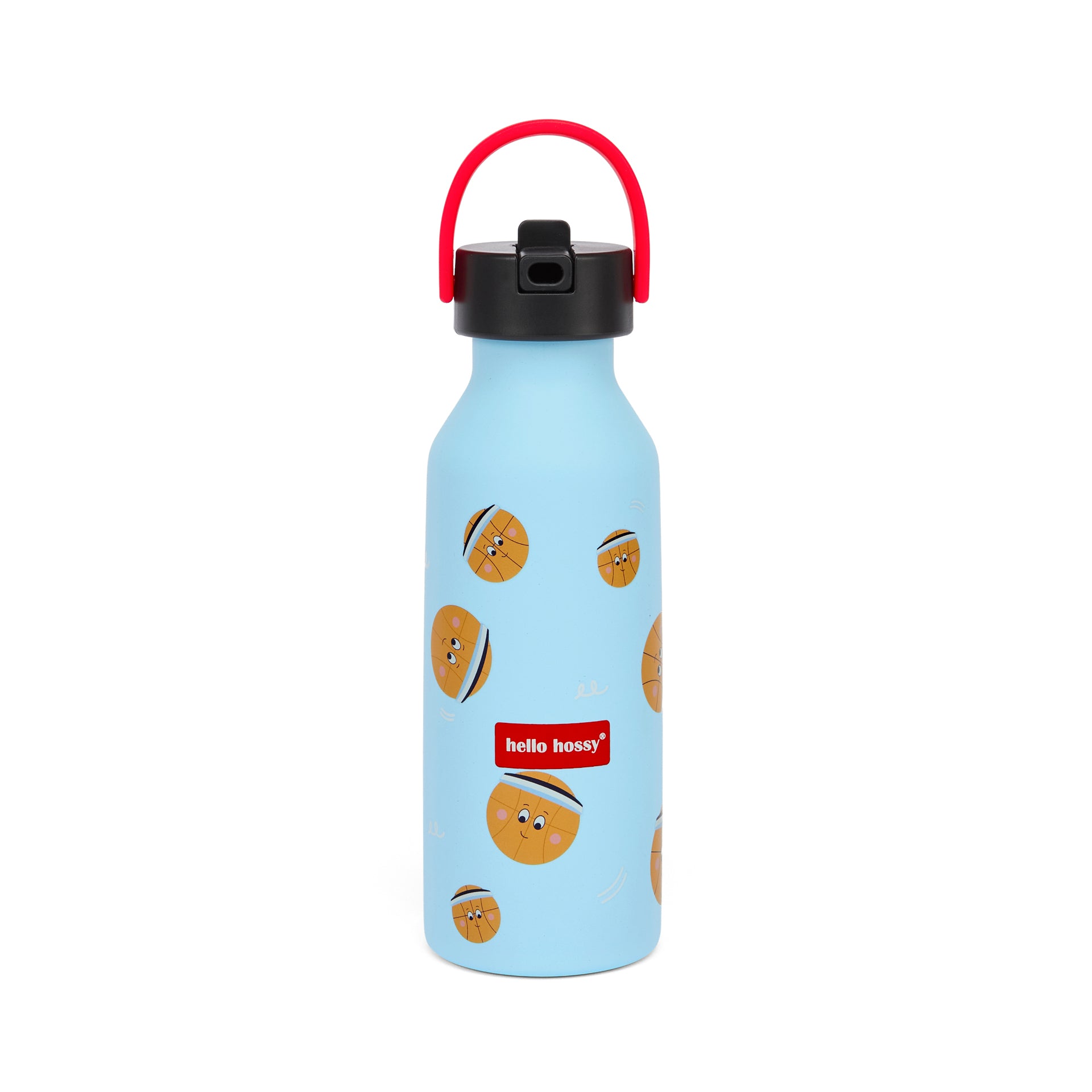 Drinkfles kind blauw sportmotief rood handvat Hello Hossy