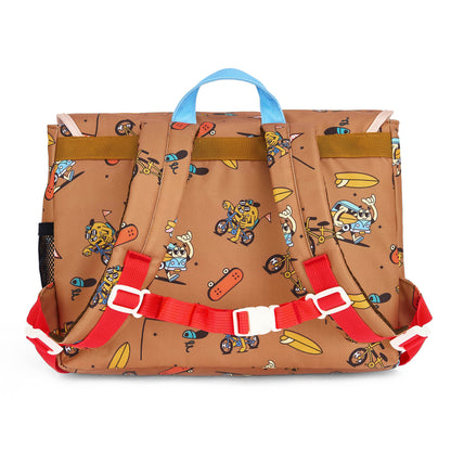 Schooltas kind bruin prints mascottes bikes Hello Hossy