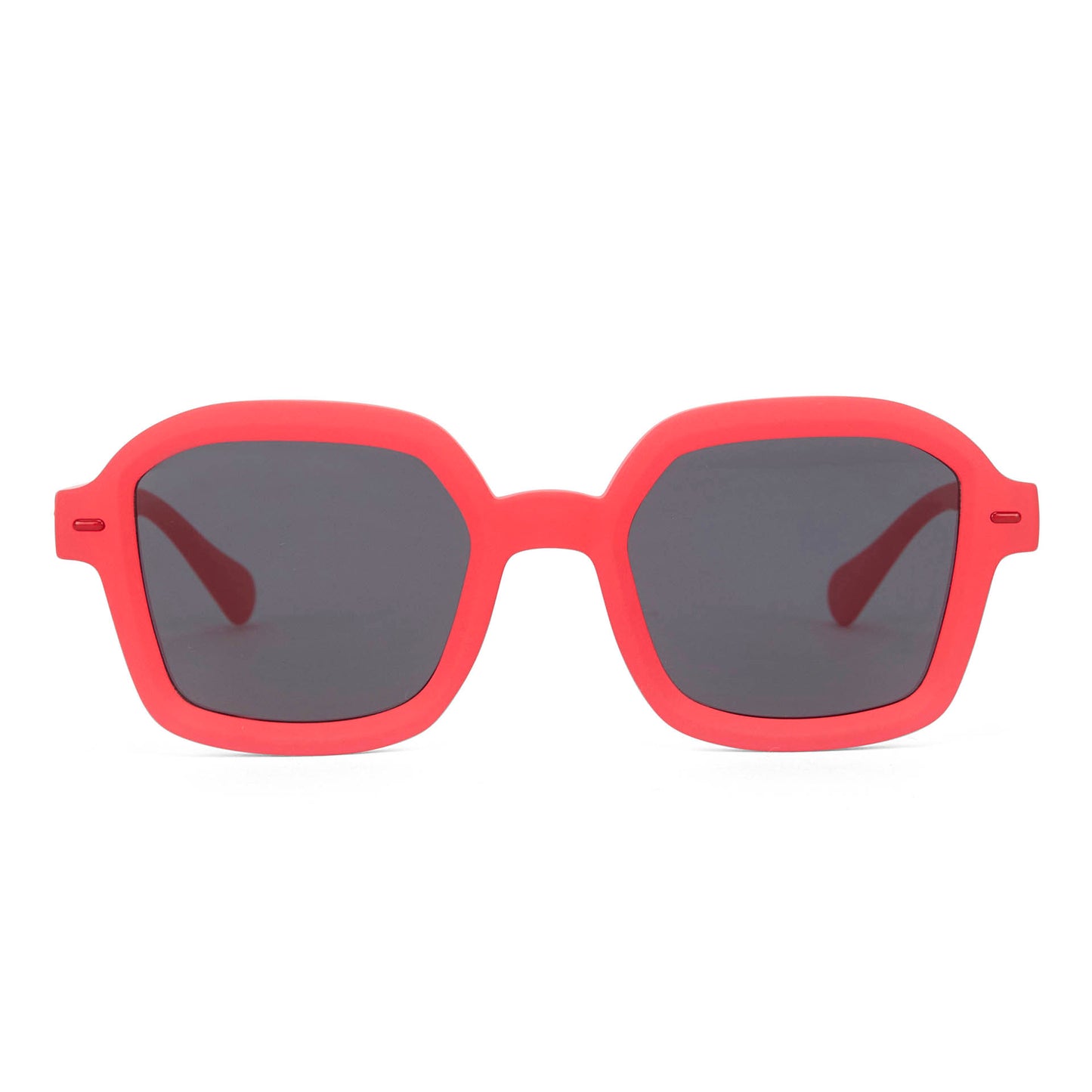 Zonnebrillen kind rood vierkante vorm matte montuur Hello Hossy