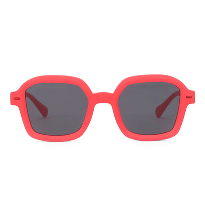 Zonnebrillen kind rood vierkante vorm matte montuur Hello Hossy