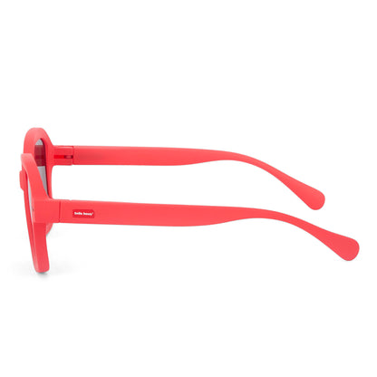 Zonnebrillen kind rood vierkante vorm matte brilpootjes Hello Hossy