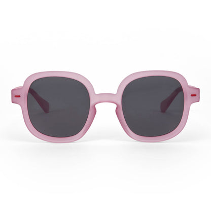 Zonnebrillen kind roze vierkante vorm dikke montuur Hello Hossy