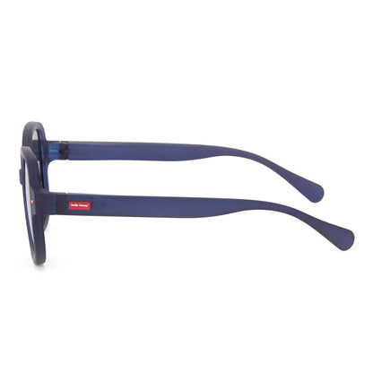 Zonnebrillen kind blauw ronde vorm matte brilpootjes Hello Hossy