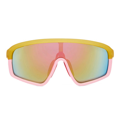 Lunettes de soleil enfant monture orange rose verres miroir Hello Hossy