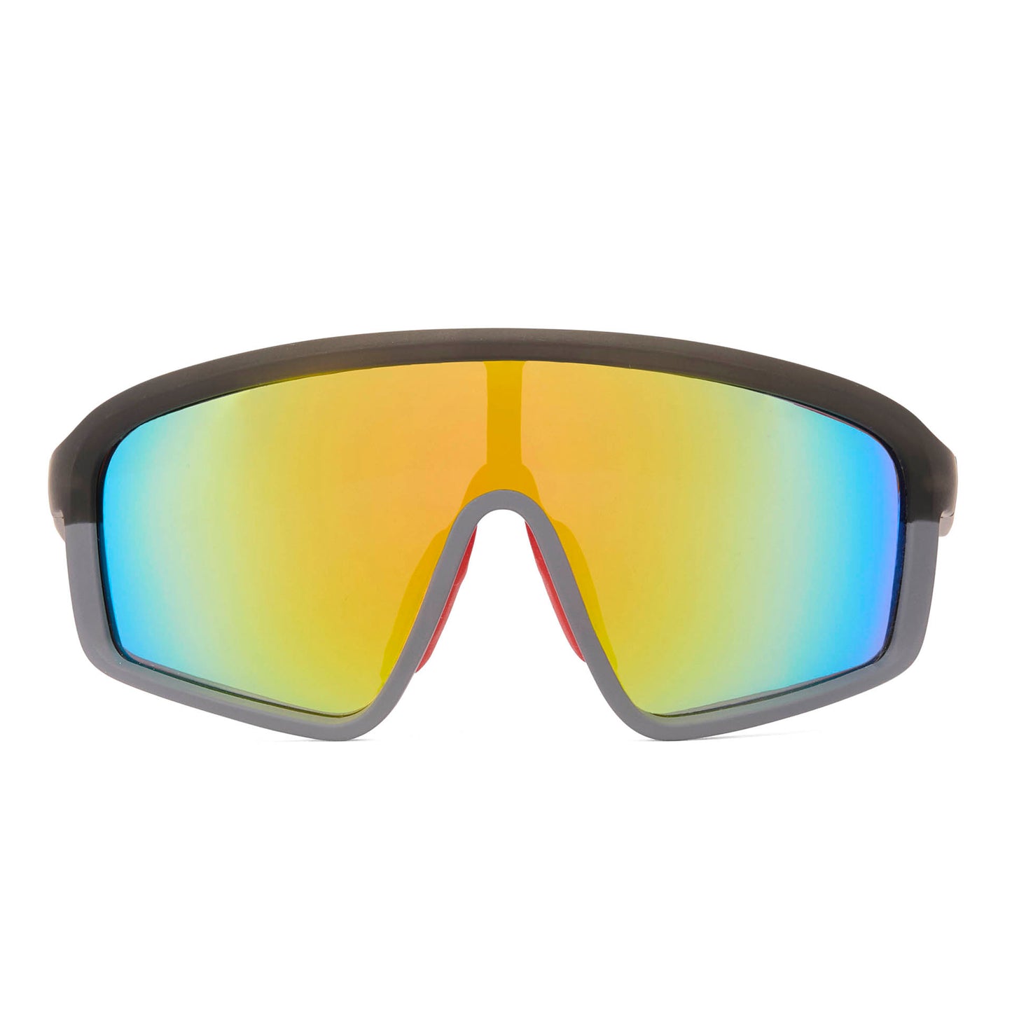 Zonnebrillen kind sportieve vorm spiegel glazen kleurverloop blauw geel zwart Hello Hossy