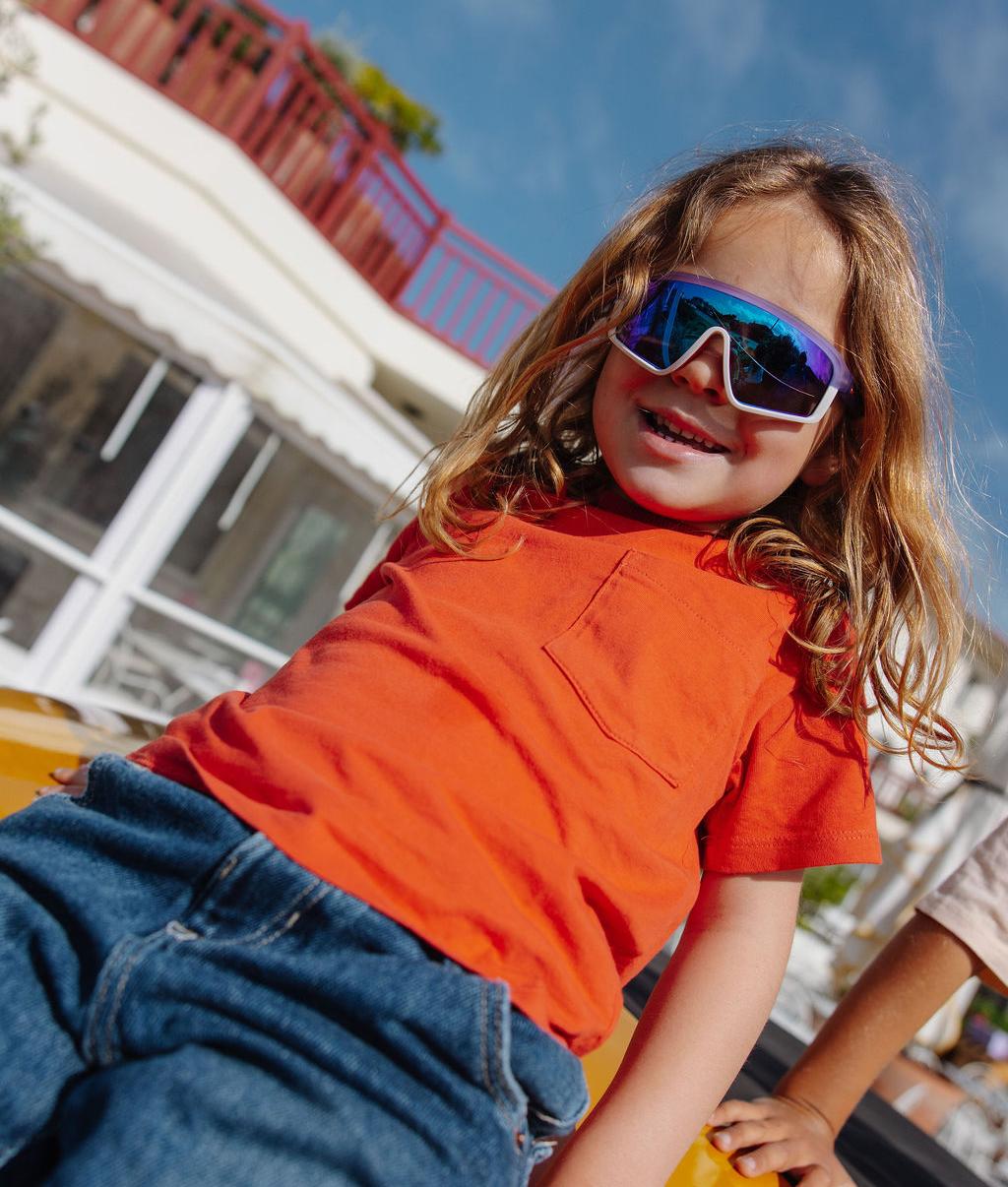 Lunettes de soleil enfant violet blanc forme sport miroir Hello Hossy