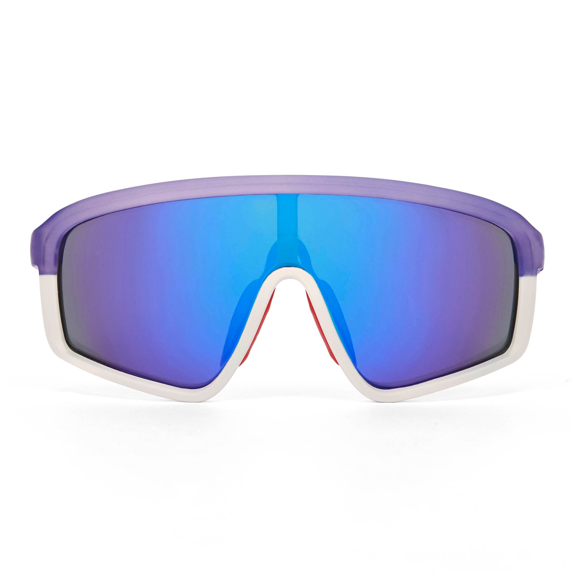 Lunettes de soleil enfant violet blanc forme sport miroir Hello Hossy