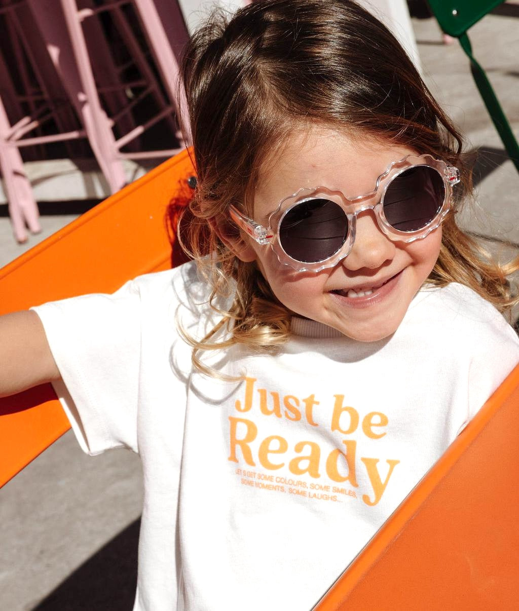 Zonnebrillen voor kinderen wit transparant bloem vorm donkere glazen Hello Hossy