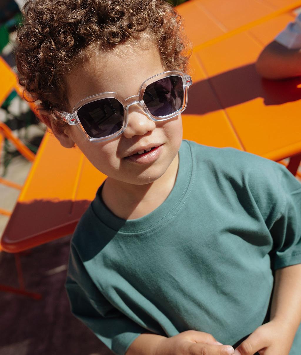 Zonnebrillen voor kinderen wit transparant vierkante vorm Hello Hossy