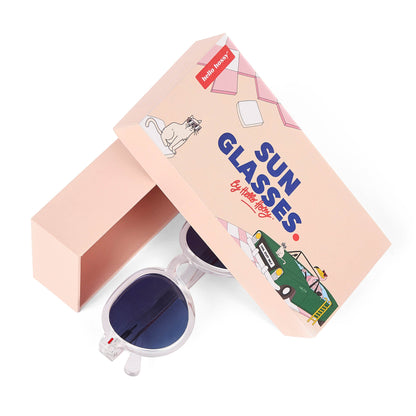 Zonnebrillen kind wit ronde vorm donkere glazen Hello Hossy