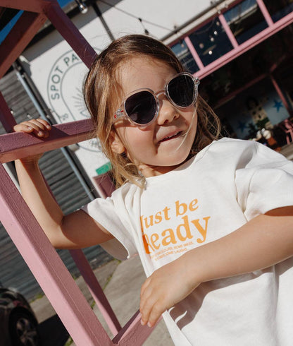 Zonnebrillen voor kinderen wit transparant ronde vorm donkere glazen Hello Hossy