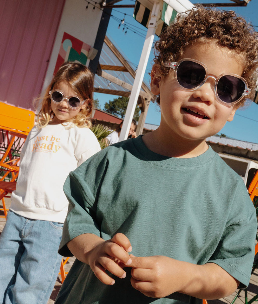 Zonnebrillen voor kinderen wit transparant ronde vorm Hello Hossy