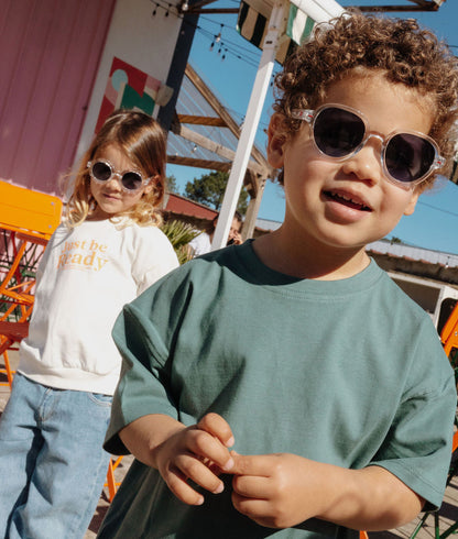 Zonnebrillen voor kinderen wit transparant ronde vorm Hello Hossy