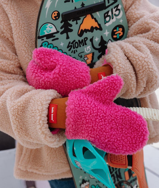 Wanten kind roze teddystof look tag detail Hello Hossy