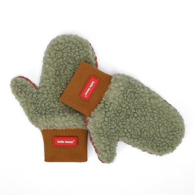 Moufles polaire bicolore Heaty Jim pour enfant et bébé – vue à plat - face verte