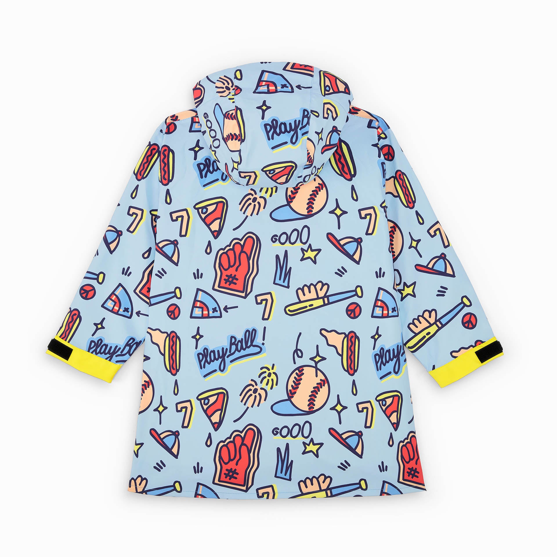 Kinderregenponcho blauw Sport baseball prints zakken geel Hello Hossy