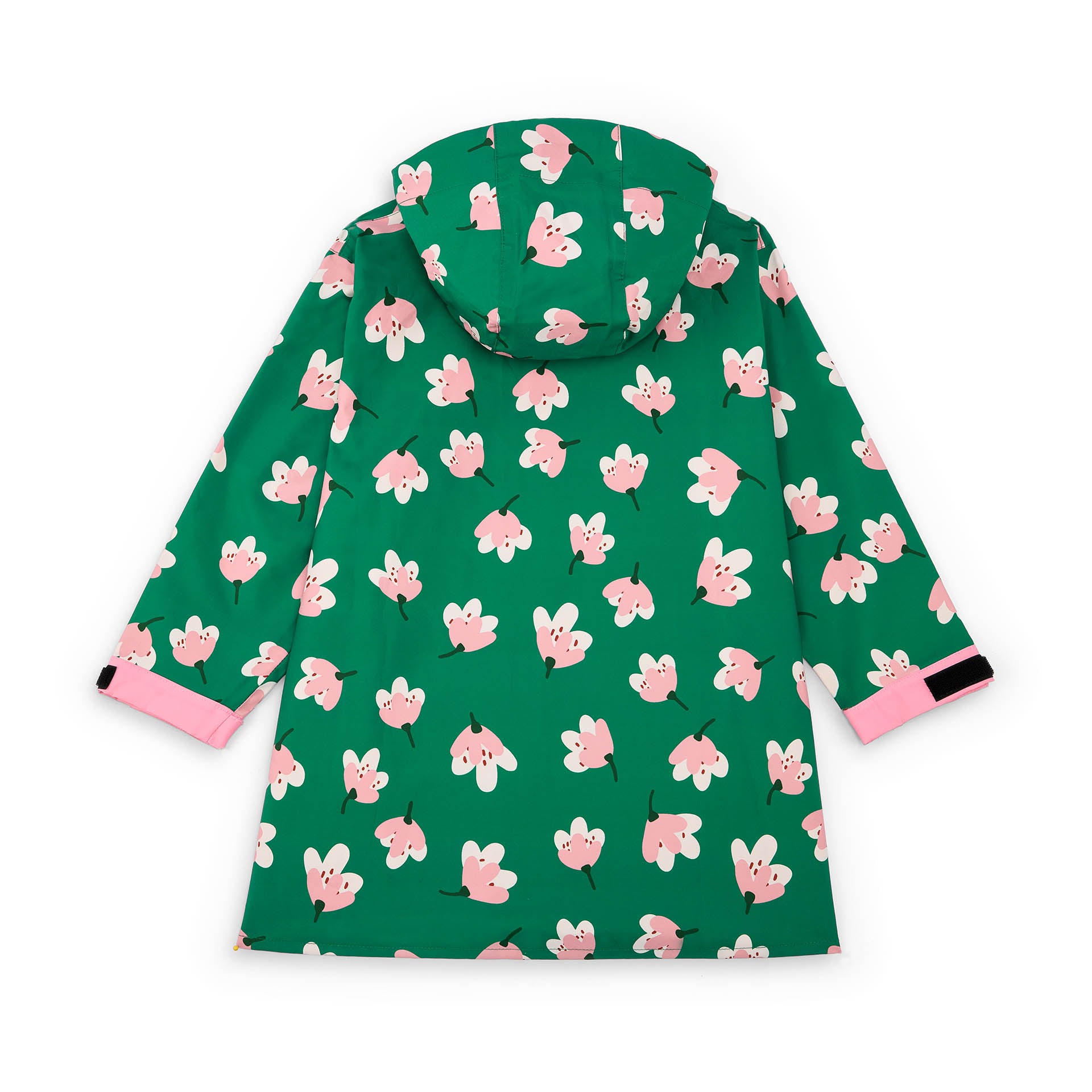 Regenponcho kind groen bloemen prints zakken capuchon Hello Hossy