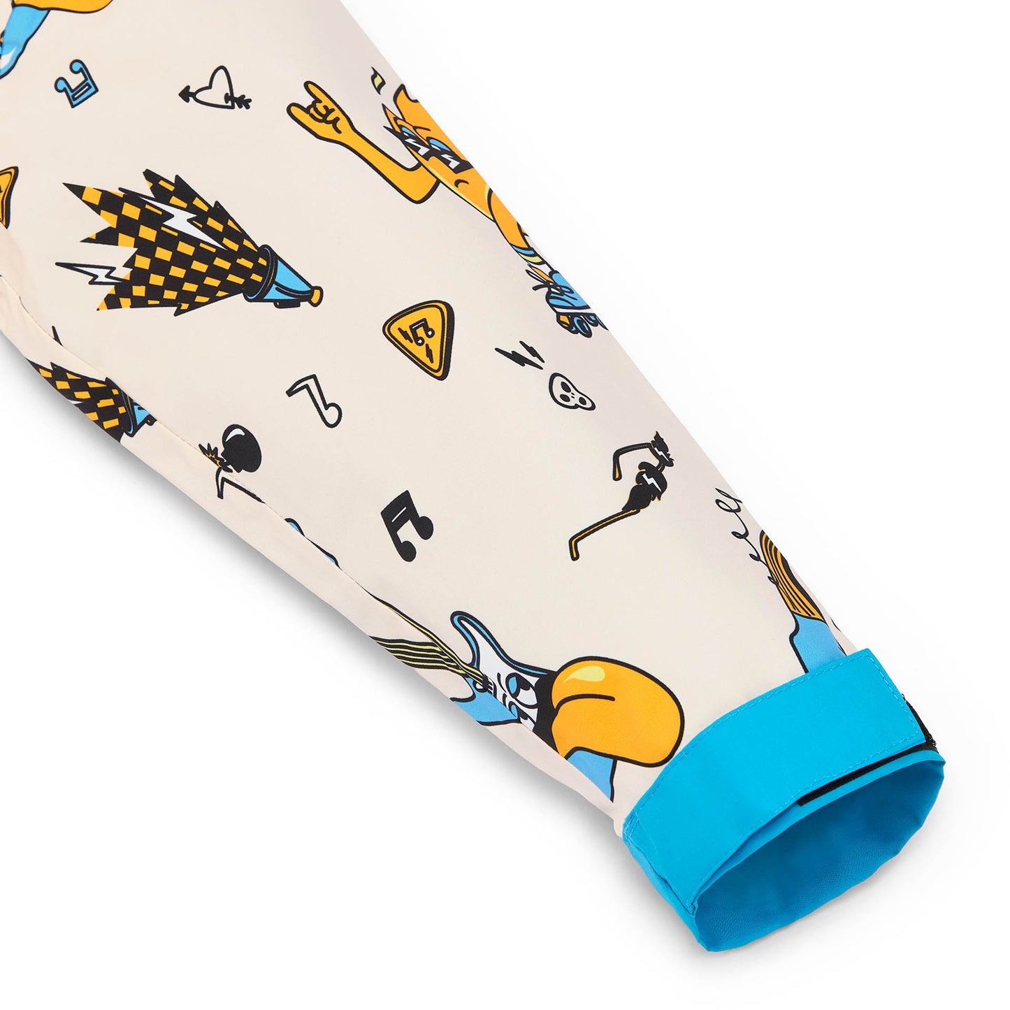 Mouw kinder-regenponcho Crème muziekmotieven blauwe rand Hello Hossy