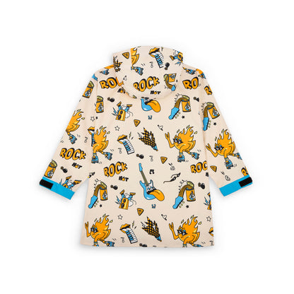 Kinderegenponcho Crème muziek motieven oranje en groen Hello Hossy