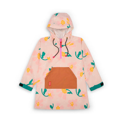 Regenponcho kind roze bloemen motief Camel zak Hello Hossy