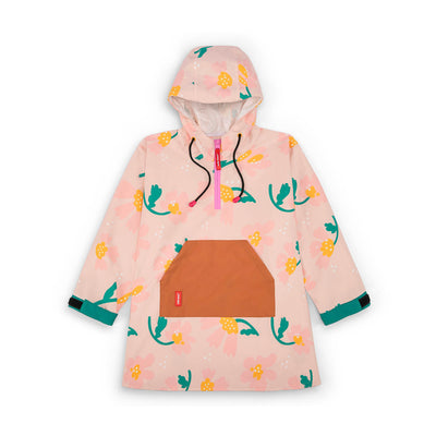 Regenponcho kind roze bloemen motief Camel zak Hello Hossy