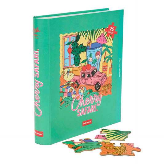 Puzzle pour enfant Hello Hossy au format livre – 25 pièces – dos illustré avec message de marque – vue avant