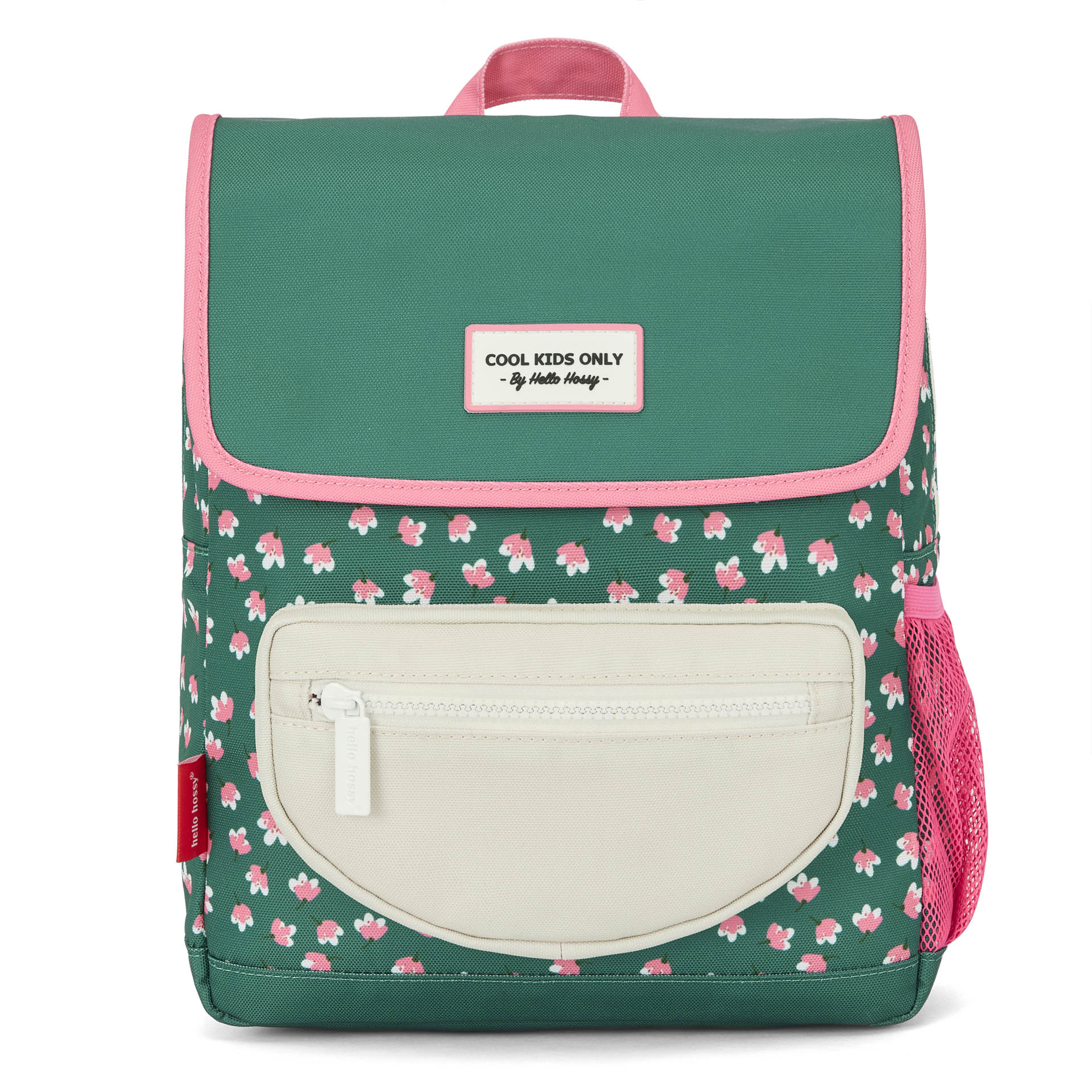 Rugzak kind groen prints bloemen roze beige zak Hello Hossy