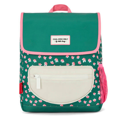 Rugzak kind groen prints bloemen roze beige zak Hello Hossy