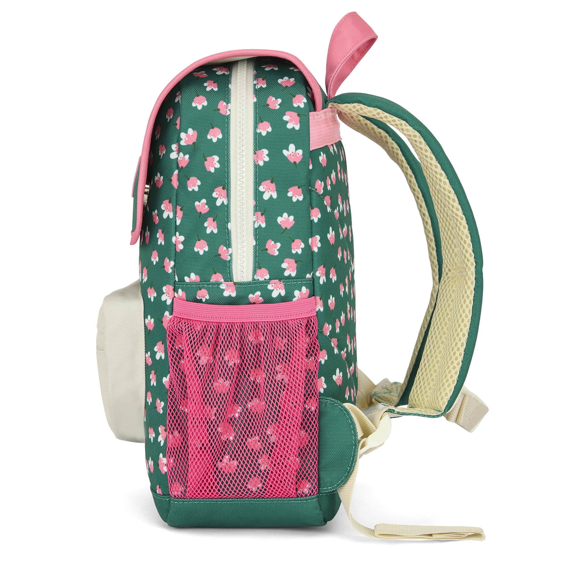 Rugzak kind groen bloemen roze nettas Hello Hossy