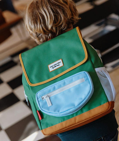 Rugzak kind groen blauw vak camel bies Hello Hossy