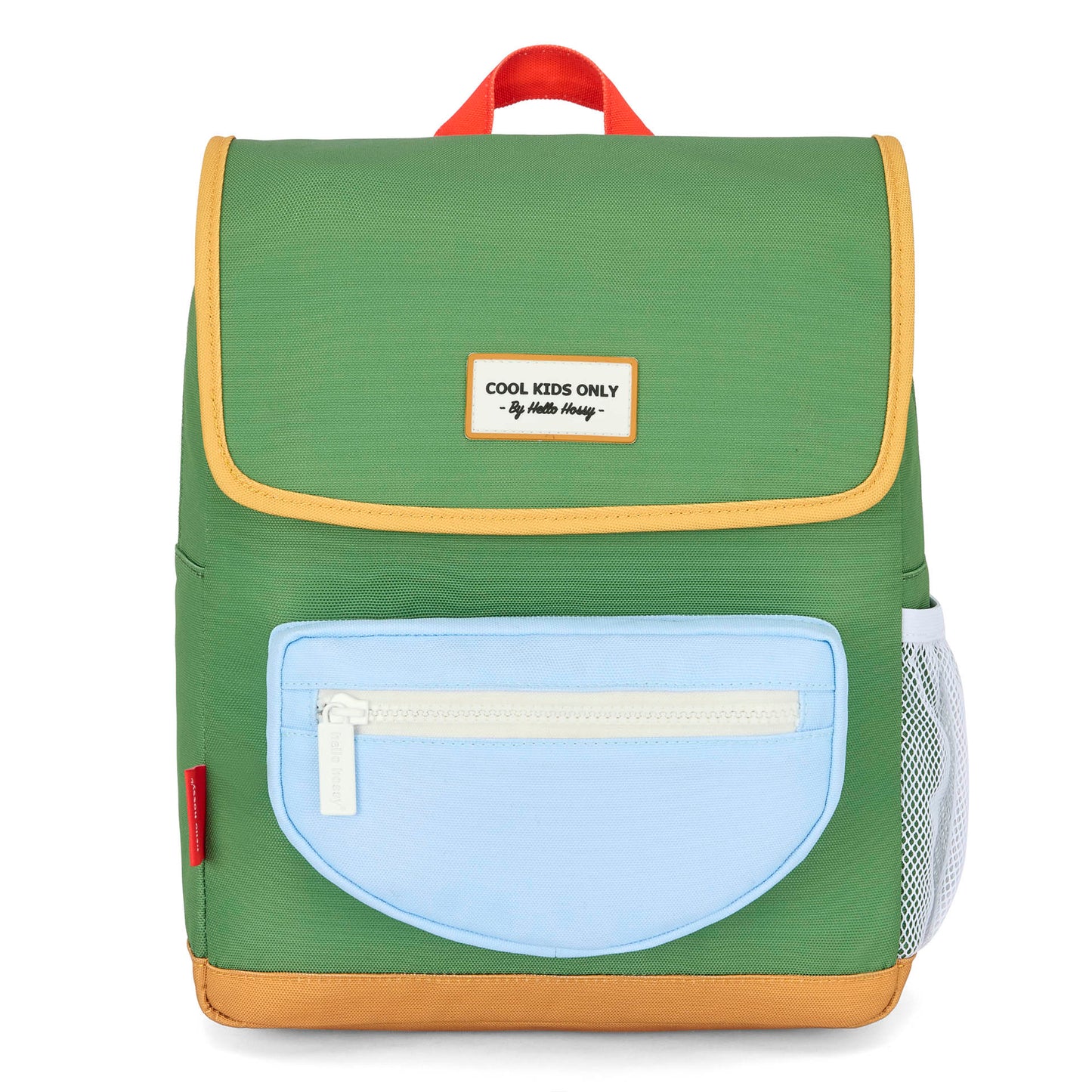 Rugzak kind groen blauwe zak leren detail Hello Hossy