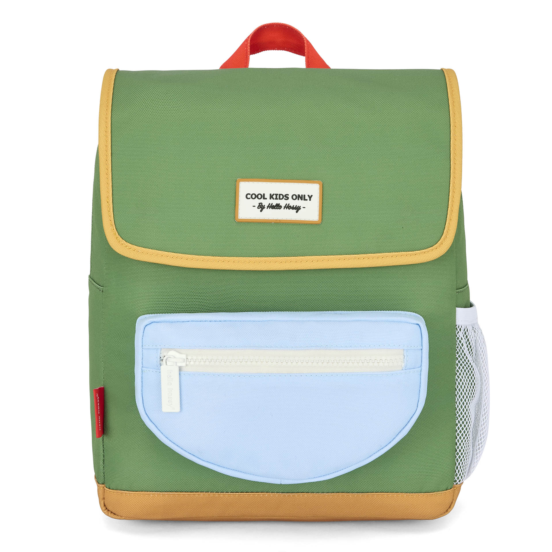 Rugzak kind groen blauwe zak leren detail Hello Hossy