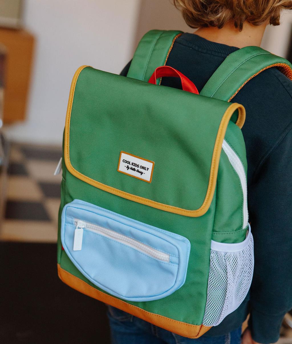 Rugzak kind groen blauw vak Hello Hossy
