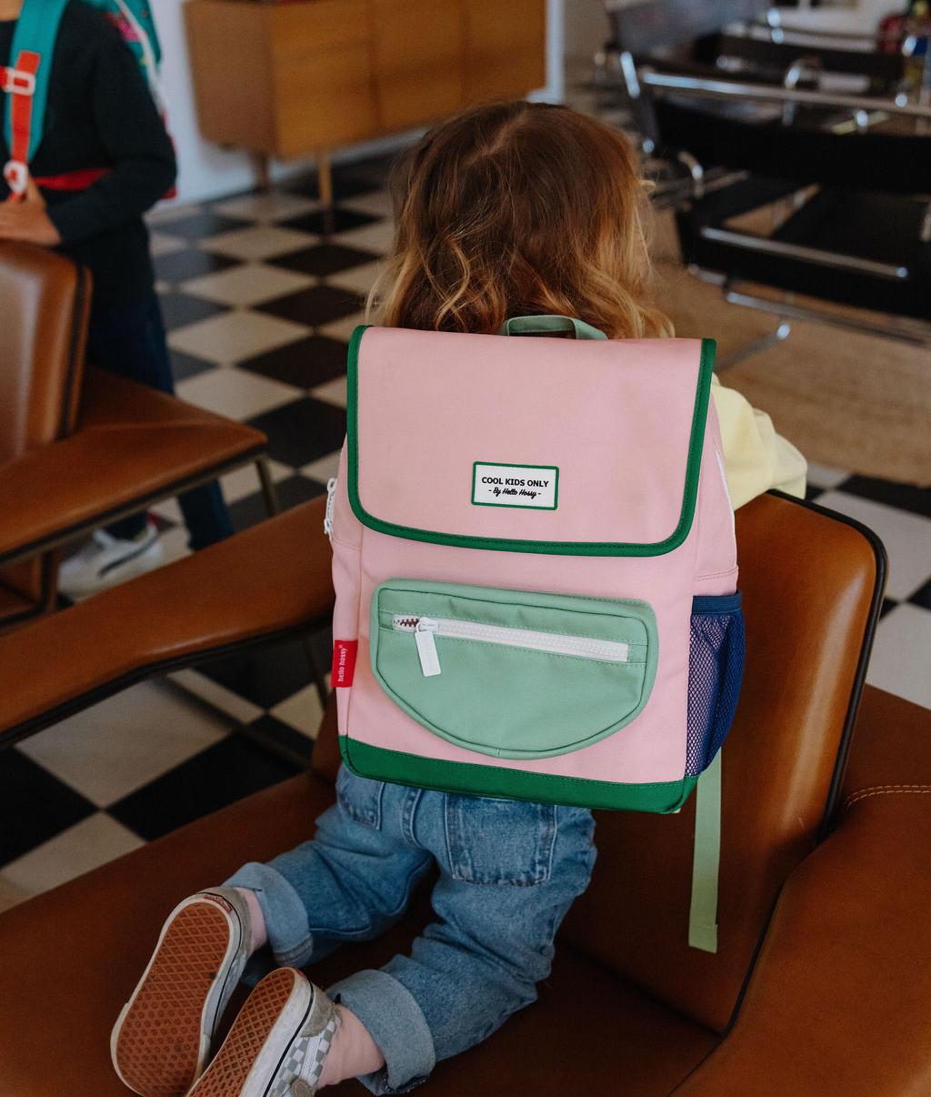 Rugzak kind roze groen zakje Hello Hossy