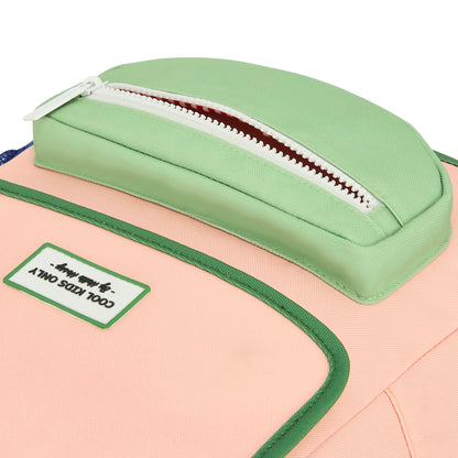 Rugzak kind roze groen details voorvak Hello Hossy