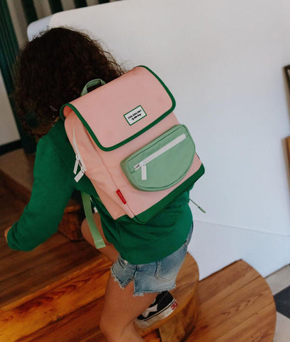 Rugzak kind roze groen vak Hello Hossy
