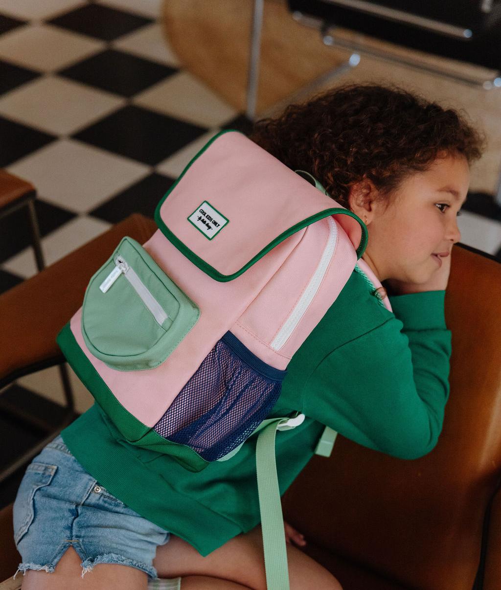 Rugzak kind roze groene details nettas Hello Hossy