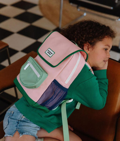 Rugzak kind roze groene details nettas Hello Hossy