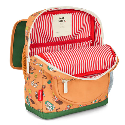 Rugzak kind bruin prints muziek gestreepte binnenkant Hello Hossy