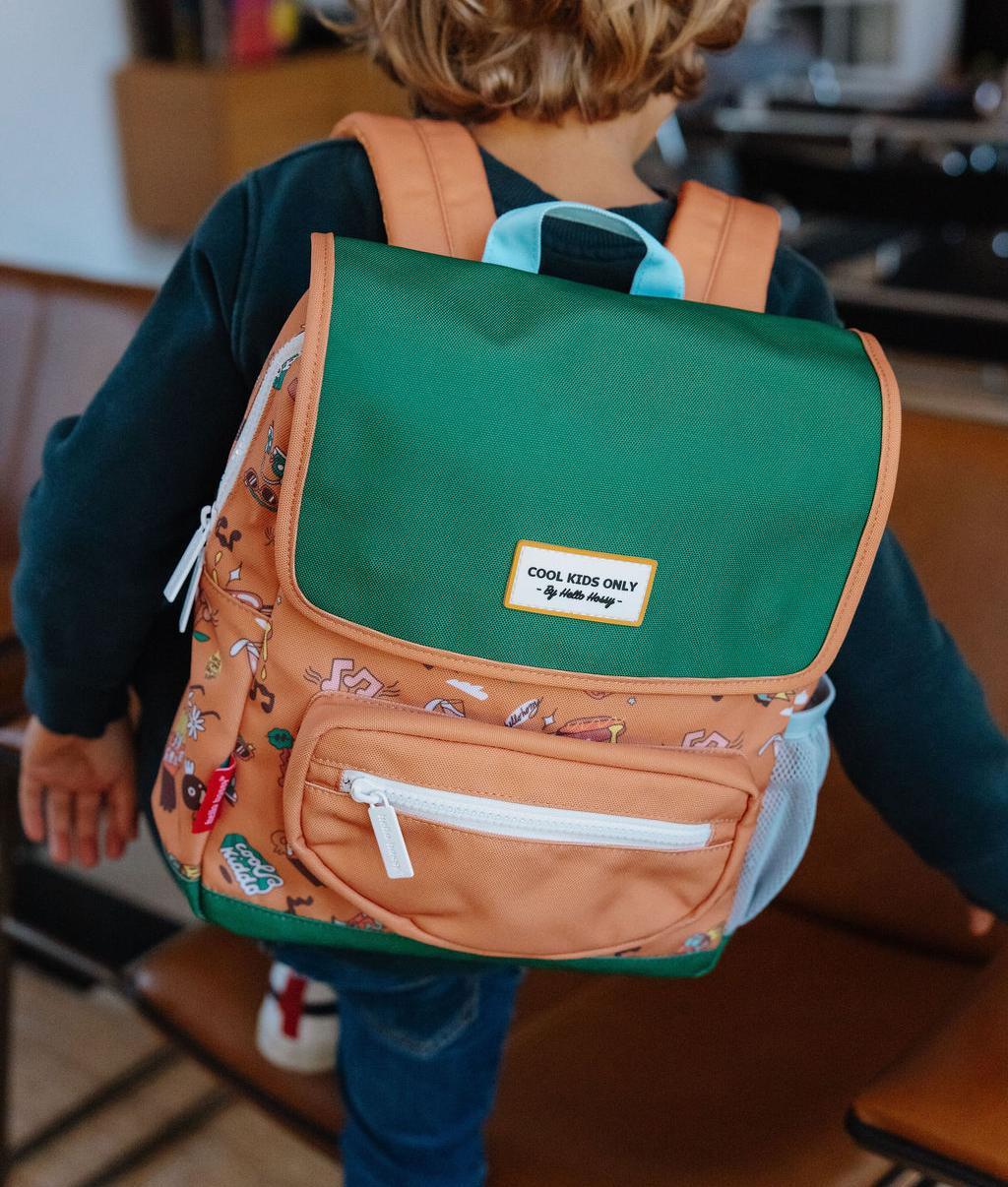 Rugzak kind bruin groen muziek motief Hello Hossy