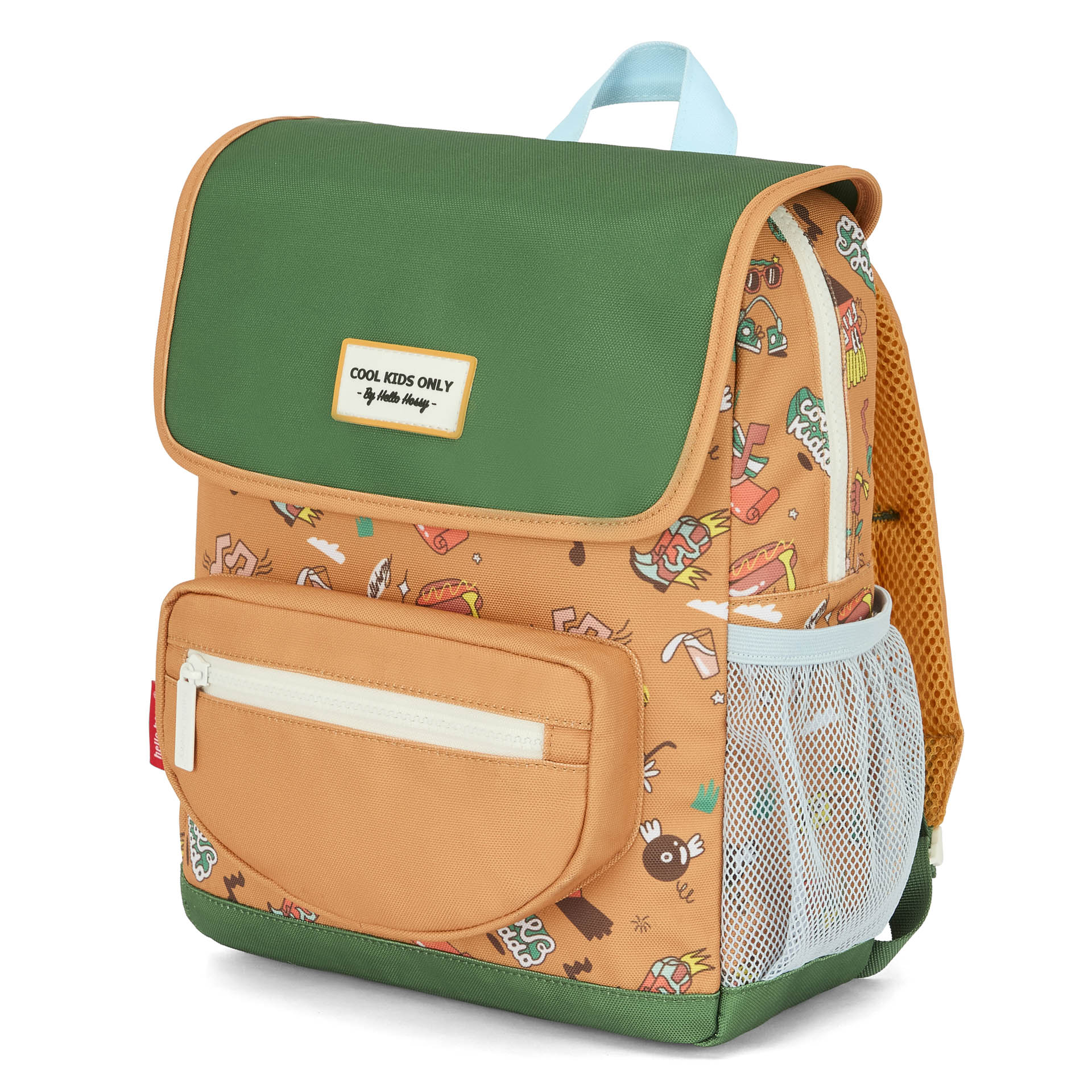 Rugzak kind bruin muziek motief Patch Hello Hossy