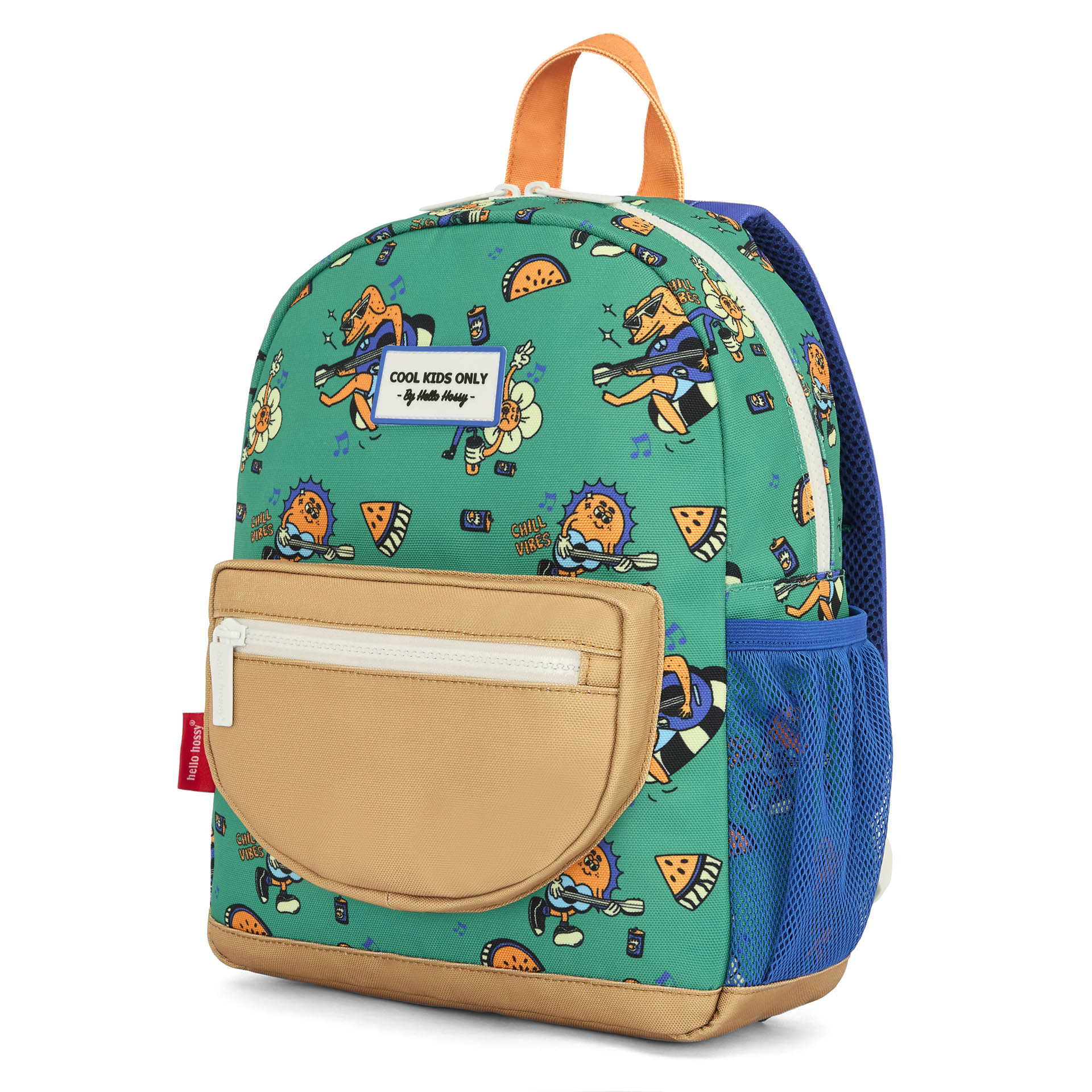 Sac à dos enfant vert imprimé animaux poche beige Hello Hossy